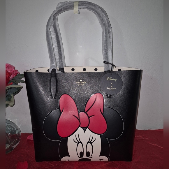Kate Spade X Disney Minnie Mouse Large Reversible Tote Black NWT